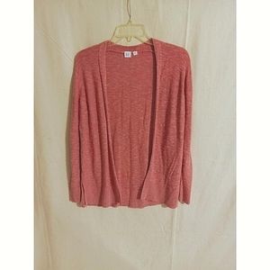 GAP Pink Rosette Rayon Blend Knit Open Front Cardigan Wms Sz Med